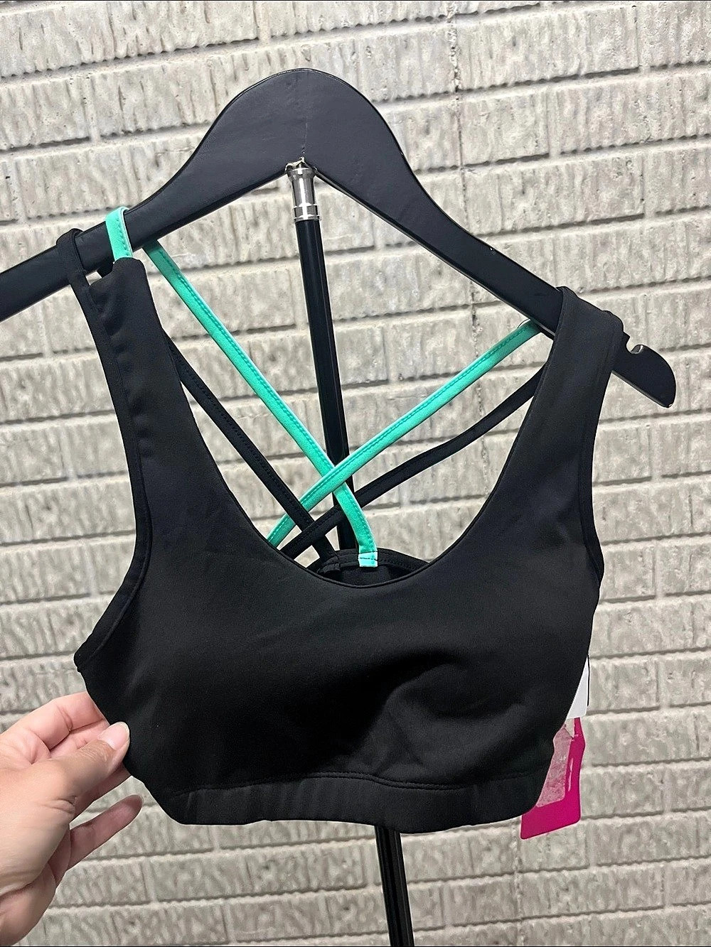 YMI Performance Black & Green Bikini Top Size Small NWT